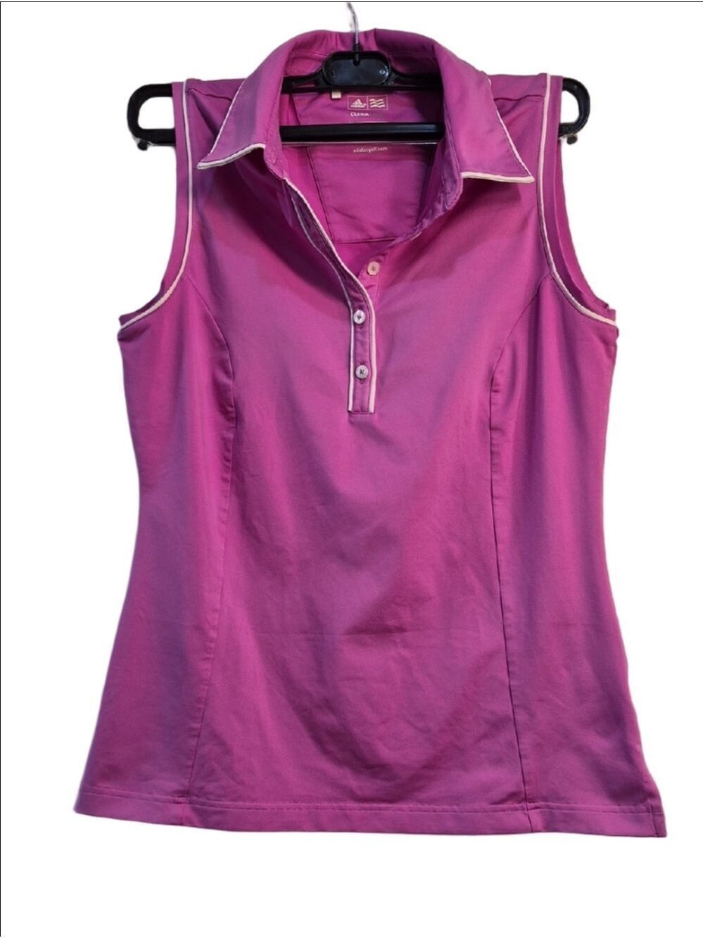 adidas Pink Sleeveless Polo Tank with White Trim